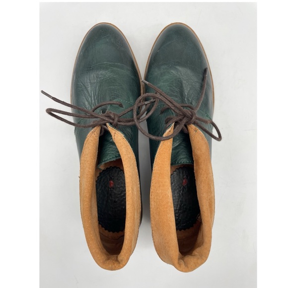 Green Soft Leather Lace Up Bootie Shoe.  Size 39 - Picture 5 of 7